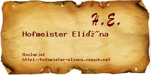 Hofmeister Eliána névjegykártya